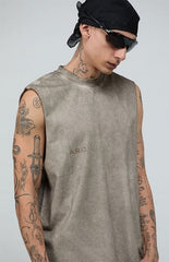 A.R.C. Khaki Vintage Wash Comfort Cut Off Muscle T-Shirt
