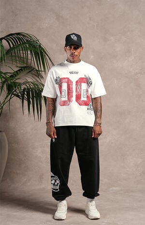 DARC SPORT ATHLETICS 00 Distressed Grunge Raw Cropped Oversized T-Shirt