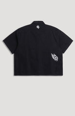 DARC SPORT ATHLETICS Zip Up Short Sleeve Cropped Oversized Shirt