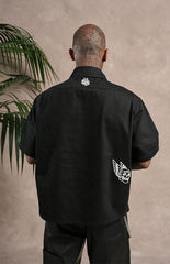 DARC SPORT ATHLETICS Zip Up Short Sleeve Cropped Oversized Shirt