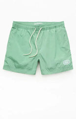 Pacsun Green Crinkle 4.5" Swim Trunks