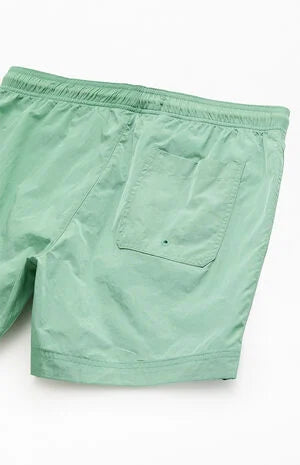 Pacsun Green Crinkle 4.5" Swim Trunks