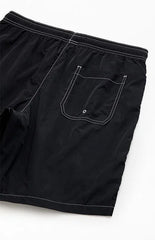 Pacsun Black Baggy Contrast Crinkle 8" Swim Trunks