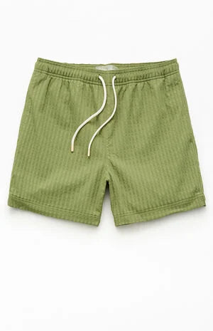 Pacsun Green Hudson Striped 5.5" Swim Trunks