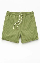 Pacsun Green Hudson Striped 5.5" Swim Trunks
