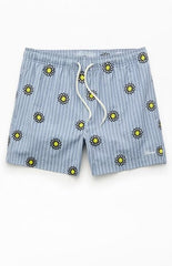Pacsun Daisy Striped Seersucker 5" Swim Trunks