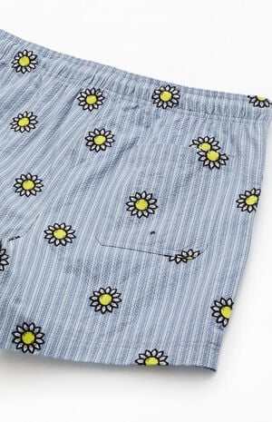 Pacsun Daisy Striped Seersucker 5" Swim Trunks