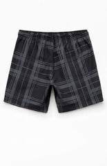 Pacsun Black Plaid Eco 6.5" Swim Trunks