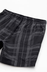 Pacsun Black Plaid Eco 6.5" Swim Trunks