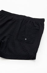 Pacsun Black Logo Seersucker 4.5" Swim Trunks