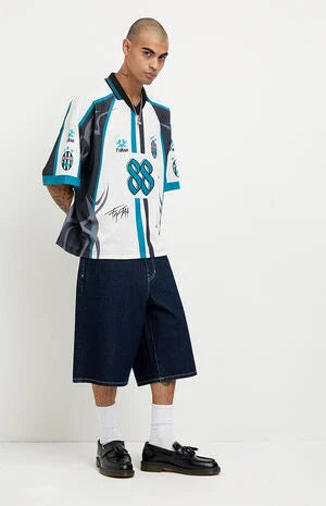 Pacsun Austin Extreme Baggy Jean Shorts Dark Blue