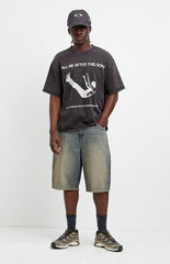 Pacsun Austin Extreme Baggy Jean Shorts Dark Blue Tint