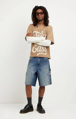 Pacsun Parker Baggy Jean Shorts Cargo Carpenter Medium Blue