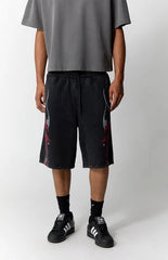 Pacsun Washed Black Fleece Graphic Baggy Sweat Shorts