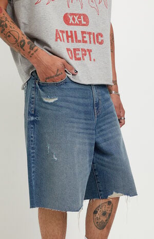 Pacsun Parker Baggy Jean Shorts Ripped Medium Blue
