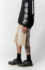 Pacsun Parker Baggy Jean Shorts Tan Washed