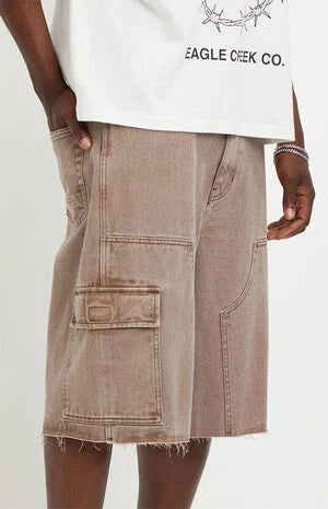 Pacsun Austin Extreme Baggy Jean Shorts Cargo Brown
