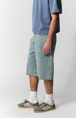 Pacsun Austin Extreme Baggy Jean Shorts Textured Slub Light Blue