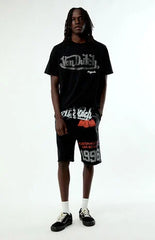 Von Dutch Rhinestone Baggy Fleece Sweat Shorts