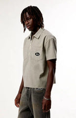 FORD Black and Cream Striped Quater Zip Shirt