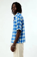 Pacsun Blue Plaid Nathan Short Sleeve Shirt