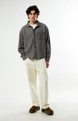 Pacsun Washed Black Denim Long Sleeve Shirt