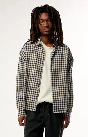 Pacsun Black & White North Plaid Long Sleeve Shirt