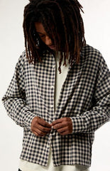 Pacsun Black & White North Plaid Long Sleeve Shirt