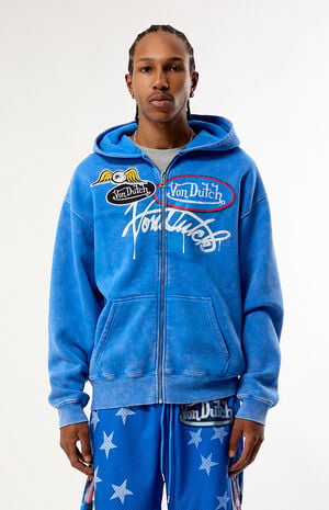 Von Dutch Logo Vintage Wash Full Zip Hoodie