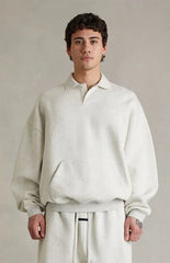 Fear of God ESSENTIALS Oatmeal Heather Signature '90s Polo Sweatshirt