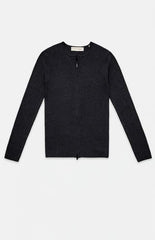 Fear of God ESSENTIALS Women's Vintage Black Signature Ribbed Knit Long Sleeve Zip Up Top