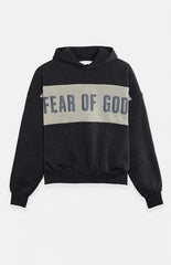 Fear of God ESSENTIALS Iron Grey Heather Paneled Cropped Relaxed Hoodie