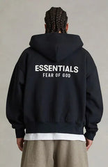Fear of God ESSENTIALS Vintage Black Classic Zip Up Hoodie