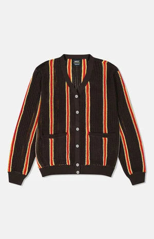 WeSC Borik Chocolate Stripe Open Knit Cardigan