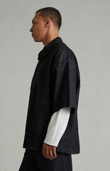 Fear of God ESSENTIALS Vintage Black Denim Zip Up Work Shirt