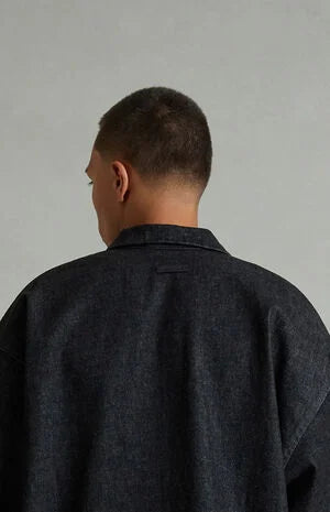 Fear of God ESSENTIALS Vintage Black Denim Zip Up Work Shirt
