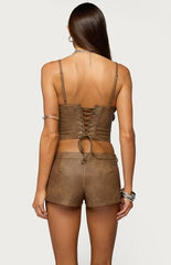 Edikted Idara Faux Leather Corset