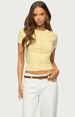 Edikted Wilmer Button Up Short Sleeve Knit Top