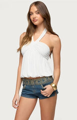 Edikted Kristina Gathered Bubble Halter Top