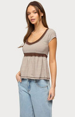Edikted Sady Contrast Striped Babydoll Top