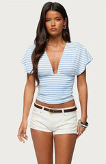 Edikted Chassidy Striped Flutter Top
