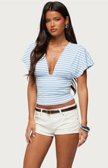 Edikted Chassidy Striped Flutter Top