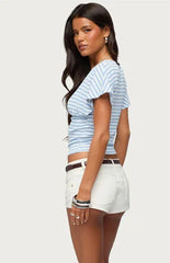Edikted Chassidy Striped Flutter Top