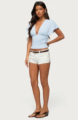Edikted Chassidy Striped Flutter Top
