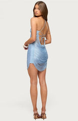 Edikted Izabel Fringed Backless Mini Dress