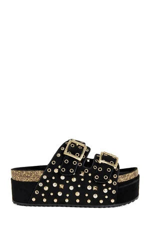 AZALEA WANG Women's Kaegan Black Flatform Sandals