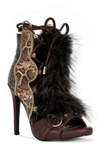 AZALEA WANG Women's Heather Animal Print Stiletto Sandals
