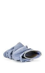 AZALEA WANG Women's Birdsong Denim Peep Toe Stiletto Booties