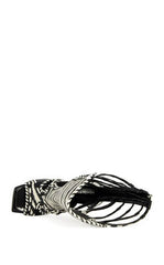 AZALEA WANG Women's Indranihigh Zebra Stiletto Sandal Boots