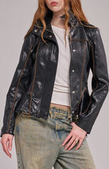 AZALEA WANG Ally Black Moto Jacket